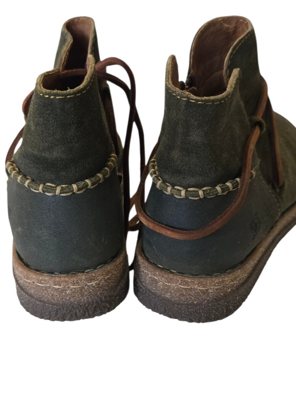✨ Born “Calyn” Distressed Olive Green Leather Ankle Boots – Size 8.5 ✨ - Picture 8 of 12